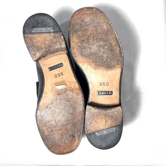 GUCCI Men's Silver horsebit Black Leather Loafer, 6 1/2 D $1050 retail - Picture 7 of 10